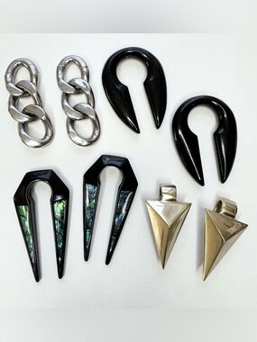 Ear Hangers Weights Stretched Ears Lot of 4 Alternative Goth Ask & Embla 25mm 1"